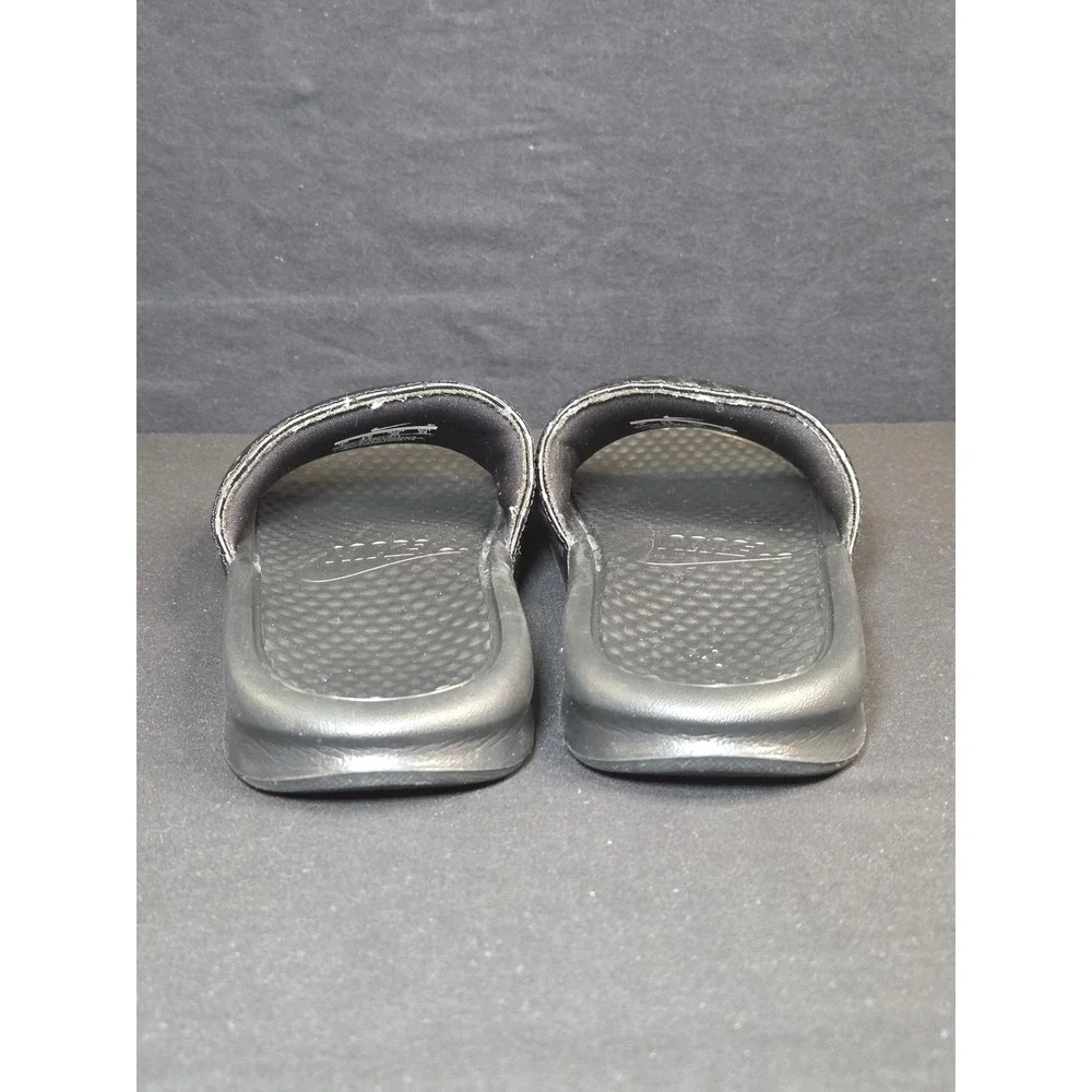 Nike Benassi JDI Slides Black Checkered Geometric Print  Sandals  Womens 7
